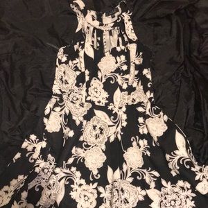 Floral black and white dress